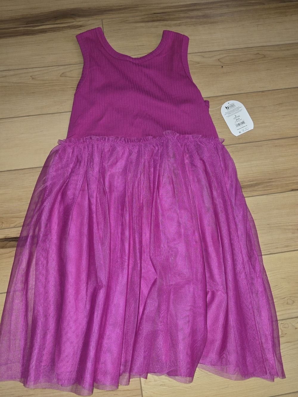 wonder nation Bright Fuchsia Ribbed Tank Tulle Dress